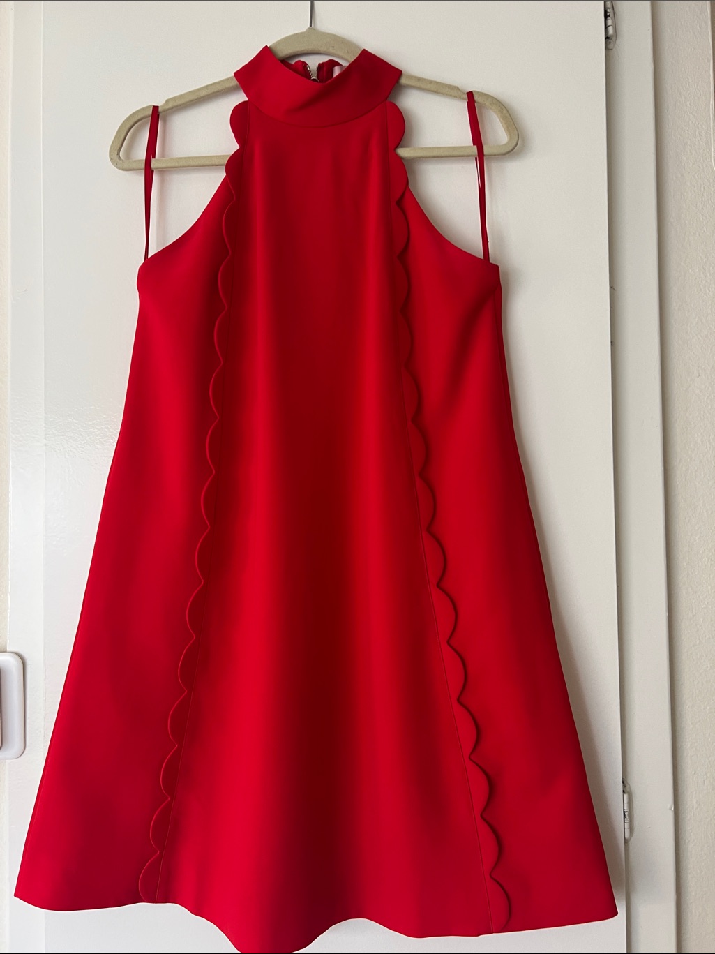 Ted Baker Red Scalloped Halter Dress Sz 2 (4-6 Us)